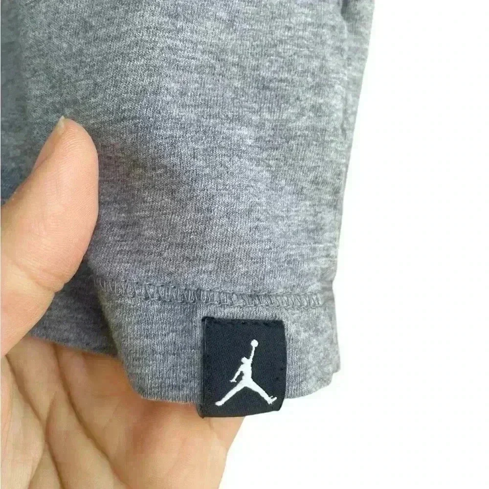 Air Jordan Men's Shirt Size small  Gray Short Sleeved Signature Logoman Hooded